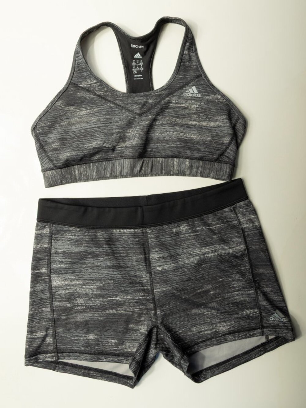 Adidas Techfit Climalite Sports Bra + Shorts Set GOOD | Size XL | Heathered Gray